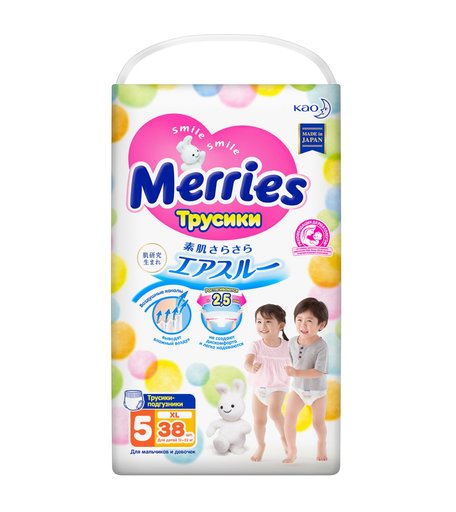 Трусики-подгузники Merries, р. 4+, 12-22 кг, 38 шт