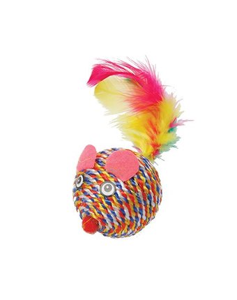 Игрушка Каскад Когтеточка-мышь с перьями, 5 см
