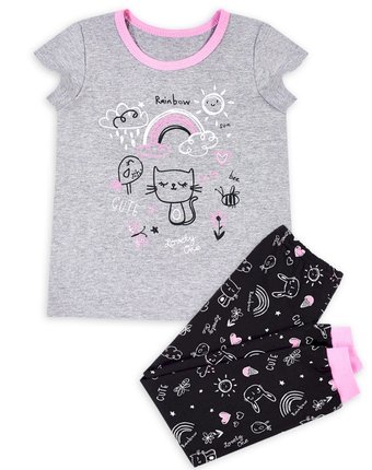 Миниатюра фотографии Пижама футболка/брюки веселый малыш рисунки