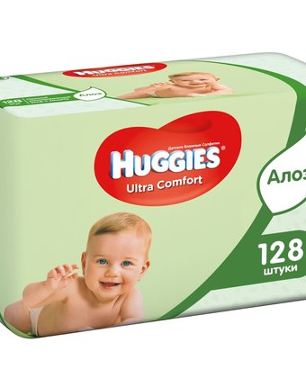 Миниатюра фотографии Салфетки huggies «ultra comfort» влажные детские, 128 шт