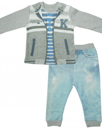 Миниатюра фотографии Папитто комплект (кофточка и штанишки) для мальчика fashion jeans 583-05
