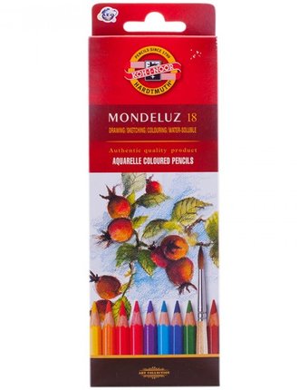 Миниатюра фотографии Koh-i-noor карандаши акварельные mondeluz 18 цветов