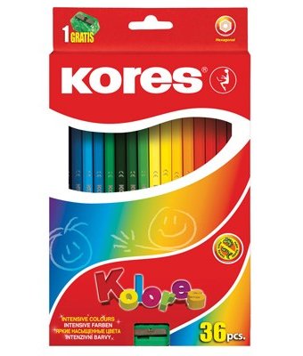 Миниатюра фотографии Kores  карандаши цветные шестигранные с точилкой 36 цветов