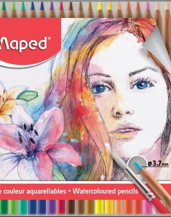 Миниатюра фотографии Maped акварельные карандаши с кисточкой artist 24 цвета