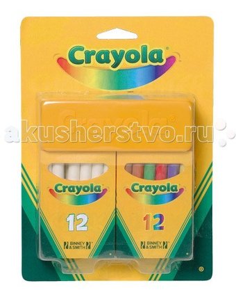 Миниатюра фотографии Мелки crayola набор из 12 белых и 12 цветных мелков