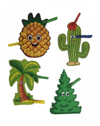 Миниатюра фотографии Сибирские игрушки игры с прищепками ёлка, кактус, ананас, пальма