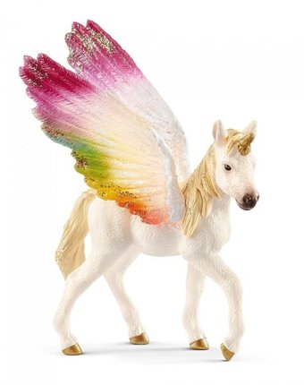 Миниатюра фотографии Schleich игровая фигурка детеныш крылатого радужного единорога