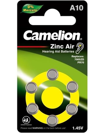 Миниатюра фотографии Camelion батарейка для слуховых аппаратов mercury free za10 bl-6