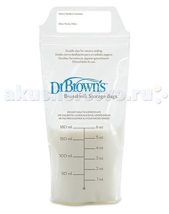 Миниатюра фотографии Dr.brown's пакеты для хранения грудного молока 180 мл 25 шт.
