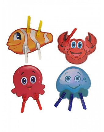Миниатюра фотографии Сибирские игрушки игры с прищепками осьминог, рыбка, медуза, краб