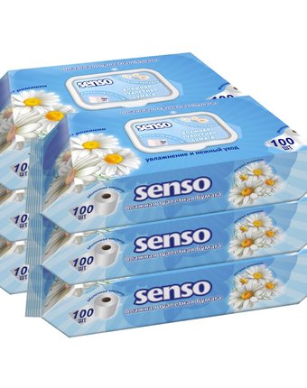 Туалетная бумага Senso Baby Влажная туалетная бумага SENSO с экстр. ромашки и молочной кислотой 600 шт.( 6 уп. по 100 шт.), 600 шт
