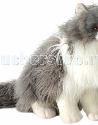 Миниатюра фотографии Мягкая игрушка hansa персидский кот табби серый с белым 38 см