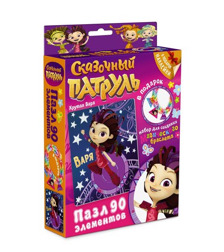 Пазл Сказочный патруль 90 элементов + браслетик наклейка Крутая Варя