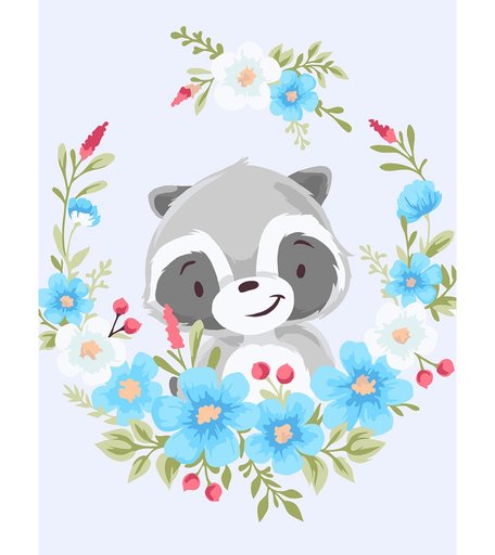 Набор для раскрашивания по номерам ФРЕЯ Енотик в цветах