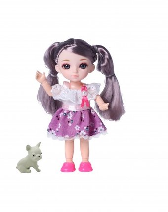 Funky Toys Кукла шарнирная Малышка Лили шатенка с собачкой 16 см