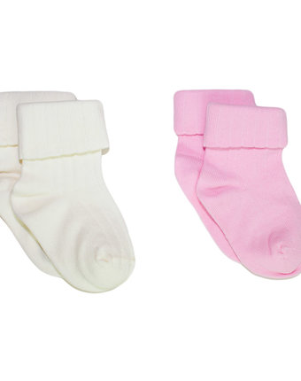 Носки для девочек, 2 шт., молочный, розовый