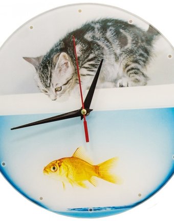 Миниатюра фотографии Часы эврика подарки и удивительные вещи стеклянные котенок и аквариум