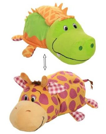 Миниатюра фотографии Мягкая игрушка 1 toy вывернушка крокодильчик и жираф с ароматом 40 см
