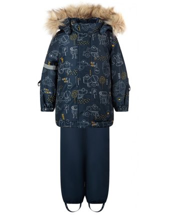Миниатюра фотографии Playtoday комплект утепленный: куртка и полукомбинезон car collection baby boys