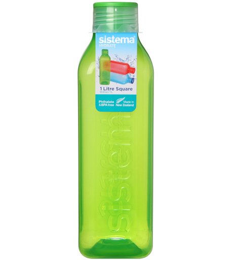 Sistema, Бутылка квадратная 1л Hydrate, зеленый