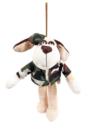 Миниатюра фотографии Мягкая игрушка abtoys собака в камуфляжном костюме 15 см