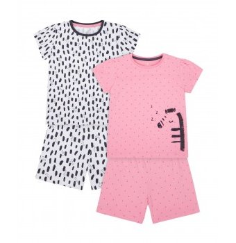 Миниатюра фотографии Пижамы "спящая зебра", 2 шт., розовый, белый, черный