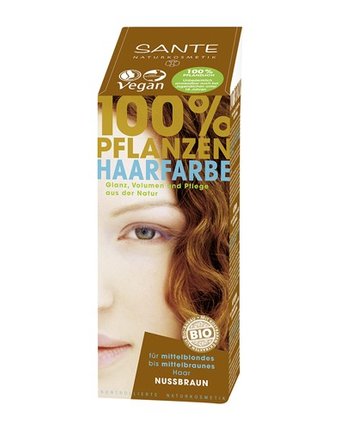 Миниатюра фотографии Sante растительная краска для волос коричневый ореховый 100 г