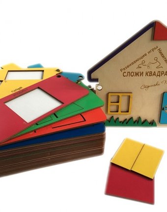 Миниатюра фотографии Деревянная игрушка ступеньки творчества сложи квадрат. дом от семьи никитиных