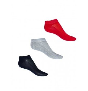 Носки короткие, 3 пары, серый, красный, темно-синий