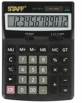 Миниатюра фотографии Staff калькулятор настольный stf-2512 12 разрядов