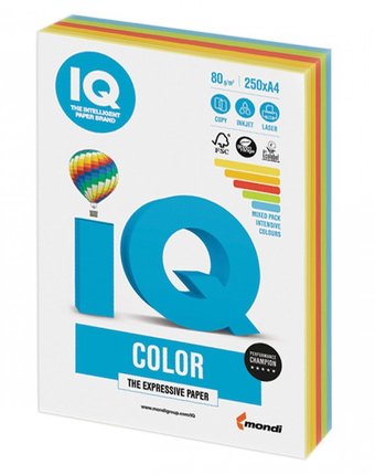 IQ Бумага цветная Микс Интенсив А4 250 листов