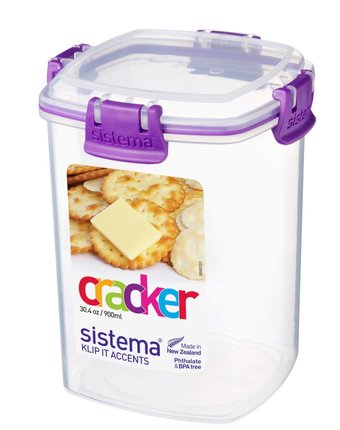Миниатюра фотографии Sistema, контейнер для крекеров 900мл klip it, фиолетовый