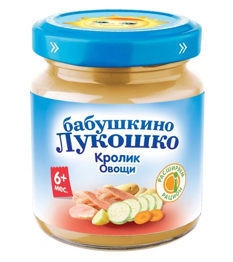 Пюре Бабушкино лукошко рагу овощное с кроликом, с 6 месяцев, 100 г