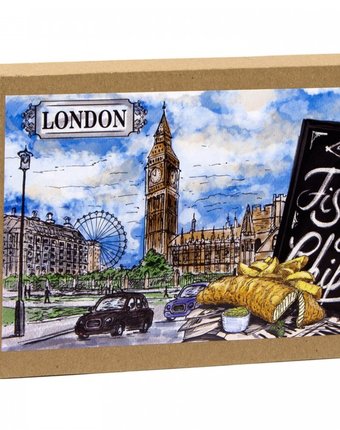 Миниатюра фотографии Пазл фигурный деревянный лондон гастрономическое путешествие