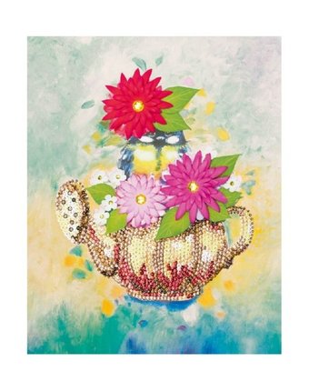 Миниатюра фотографии Волшебная мастерская мозаика из пайеток на холсте чаепитие