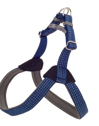 Шлейка для собак Каскад Премиум светоотражающий с неопреновой подкладкой, цвет: синий