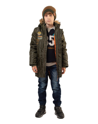 Миниатюра фотографии Тёмно-зеленая демисезонная куртка для мальчика