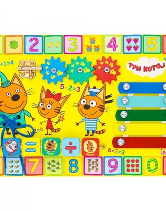 Деревянная игрушка Alatoys Бизиборд Учим цифры Три кота