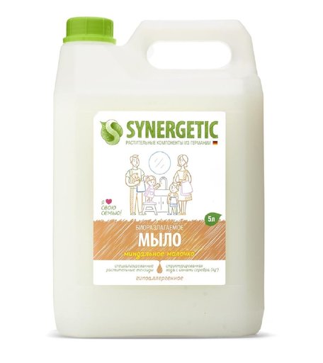 Мыло Synergetic (Синергетик), жидкое, миндальное молочко, 5 л.