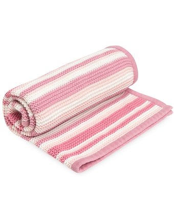 Миниатюра фотографии Одеяло mothercare в полоску вязаное, 90х70 см, розовый