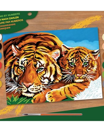 Миниатюра фотографии Раскраска по номерам sequin art «тигры» средняя