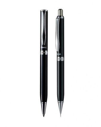Миниатюра фотографии Pentel набор sterling: шариковая ручка 0.8 мм и автоматический карандаш 0.5 мм в футляре