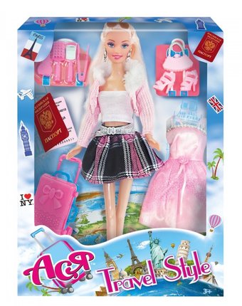 Toys Lab Кукла Ася Блондинка в розовой кофте Путешественница