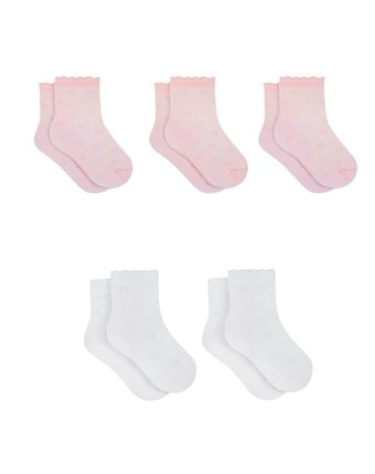 Носки детские для девочек - 5 пар белый, розовый