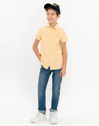 Желтая рубашка с коротким рукавом Button Blue
