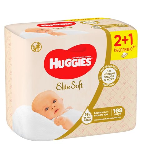 Салфетки Huggies «Elite Soft», 168 шт