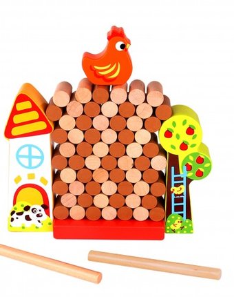 Миниатюра фотографии Деревянная игрушка tooky toy развивающая игра баланс курочка