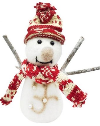 Миниатюра фотографии Фигурка новогодняя сказка снеговик в красном 19 см