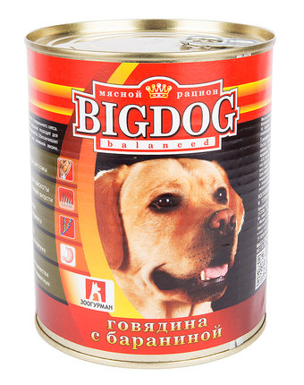 Миниатюра фотографии Влажный корм зоогурман big dog, говядина/баранина, 850 г