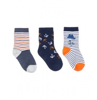 Носки "Морская жизнь", 3 пары, белый, синий, оранжевый